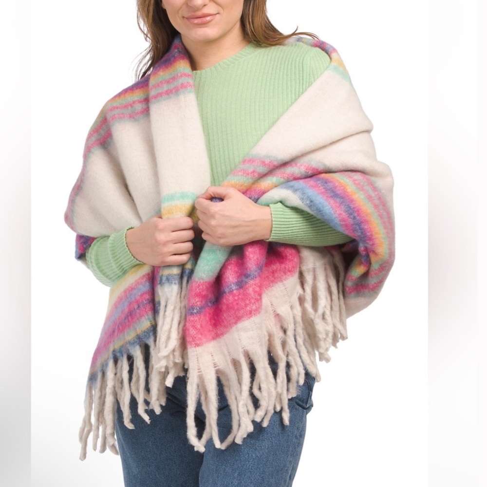 Free People Colorful Skye Stripe Throw Blanket Wrap